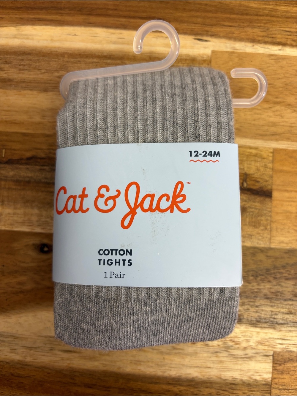 Cat & Jack Gray Ribbed Cotton Tights